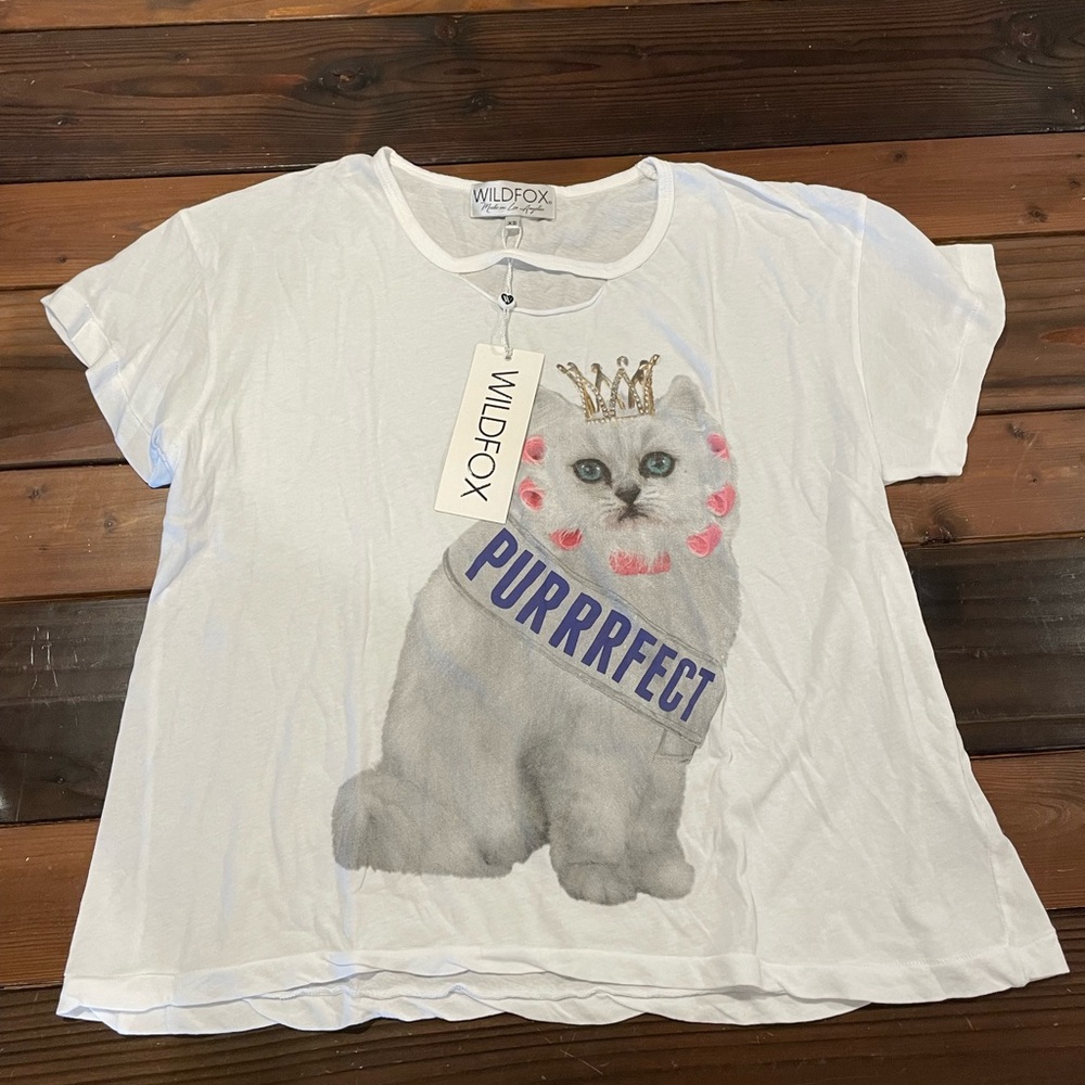 NEW Wildfox Purrrfect Cat Print Tee